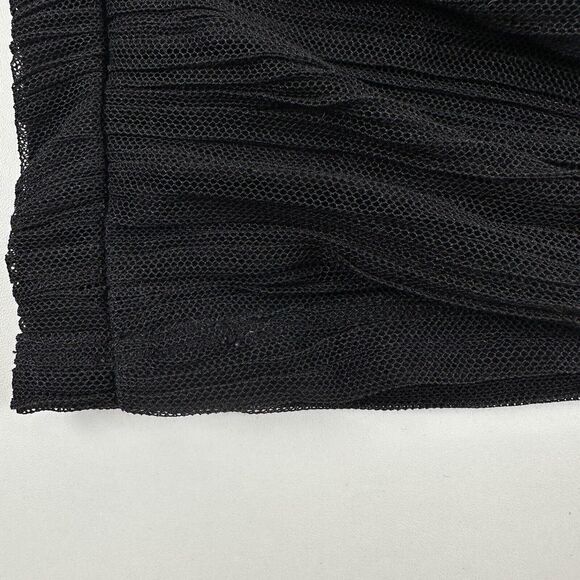 BCBGMaxAzria Mushroom Pleated Mesh Textured Black Pencil Mini Skirt Womens L - Picture 9 of 9